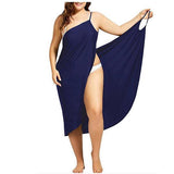 Fongt New Plus Size Dress Solid Color Sexy Sling Beach