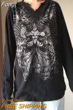 Punk Hip Hop Harajuku Streetwear Y2K Grunge Oversized Black T-shirt Vintage Mall Goth Long Sleeve Loose Tees Shirt