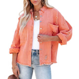 Denim Coat Women 2022 Spring Autumn Long Sleeve Double Pocket Loose Outerwear Jeans Jacket Chaquetas Para