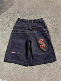 Hip-Hop Street Clothing Y2K Boxing Gloves Graphic Denim Gym Baggy Jeans Shorts-Outfit