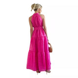 Fongt Summer New Leisure High-End Feeling Sleeveless Waist Swing Gentle Wind Dress Women's Long Dress