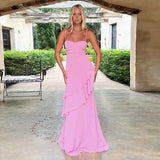 Fongt Spring And Summer New Sling Skirt Swew Back Strap Long Skirt Temperament Repair Dress