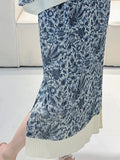 Fongt Folded New Middle-Chai Porcelain Printing Wrinkles Daily Commute Flower Vest Dress Suit Woman