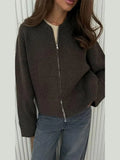 Fongt 2025 New Casual Fashion Simple Zipper Sweater
