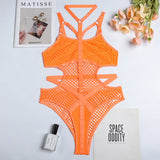 Dark Gothic Fishnet Sexy Bodycon Halter Bodysuits Women Grunge Punk Hollow Out Nightclub Lingerie Patchwork Emo Alt