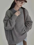 Fongt And Winter Lazy Style Retro Round Collar Collar Loose Horse Hair Pure Color Wear Inside And Thicken Sweater Female Tide