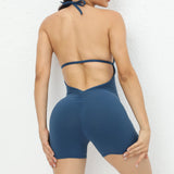 Fongt Peach Hip Jumpsuit Air Beauty Back Yoga Pants Female High Bullet One-Piece Fitness Suit Female-Outfit