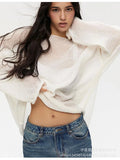 Fongt Spring And Summer New Hollow Sweater Women Wind Soft Loose Knitted Long-Sleeved Clothing Hot