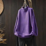 Fongt Retro Half-High Sweater Women Loose Large Plate Type 2025 Autumn And Winter Casual Knitted Jersey