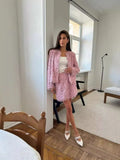Fongt 2025 New Lyso Coat Set Women Hot Elegant Short Top + Skirt New Year