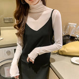 2024 Spring Summer Women's Sexy See Through Mesh Blouse Long Sleeve Transparent Turtleneck Shirt Fashion Women Tops-Outfit