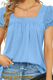 Double-layer Lace Short Sleeve Blouse Square Collar Elegant Women Shirt 2023 Sweet Women Clothing Solid Loose Tops