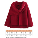 Fongt Women's Autumn New Asymmetric Scarf Short Loose Knit Coat