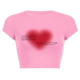 Fongt New Ins Summer Women's Sexy Print English Short T-Shirt Top