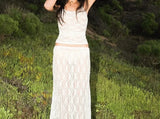 White Lace Sheer Tank Top And Midi Skirt Set-Outfit