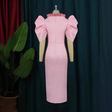 Fongt Design Sensing Sexy V-Neck Folded Open Skirt Party Party Evening Dress Dress Dress Dress Dress Dress Dress