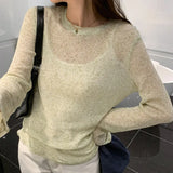 Version Of The New Summer 2023 Snowflake Sunscreen Thin Slim And Solid Color Sweater-Outfit