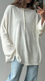 Fongt Simple Style Lock-Free Knitted Sweater Thin Lazi Loose Bottom Long Sleeve Lazy Leisure Autumn Winter