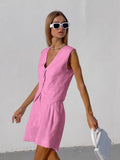 Fongt Design Cotton Suit Vest Suit Women's Summer Leisure Sleeveless Vest Shorts Two-Set