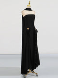 Fongt Simple Dress Women 2025 Summer New Solid Color Tector Float Design With A Sense Of Body Design Long Dress