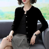 Fall Slim Knit Cardigans Jacket Women Casual Korean Sweater Coats O-neck Knitwear Gilet Basic Single Breasted Malhas