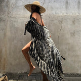 Fongt And White Tie-Dyed Cardigan Beach Dress Bikini Blouse Swimsuit With Cardigan Sunscreen Holiday