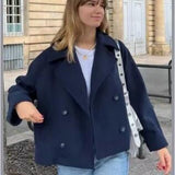 Fongt Autumn New Women's Loose Version Of Double Buckle Temperament Commuting Hair, Short Coat Coat