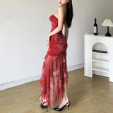 Spring 2024 New Women's Clothing New Chinese Irregular Slings Open Year-War Robe
