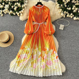 Fongt Collar Nail Bead Lantern Sleeve Pearl Belt To Collect Long-Term Printed Pressure Skirt