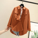 Blouses Shirts Tunic Womens Tops And Blouses 2020 Womenswear Long Sleeve Clothing Button Up Down White Double Pockets
