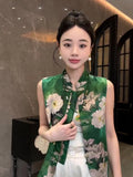 Chinese Style Retro Tang Dynasty Vest Women's 2024 Xia Xin Zen Plate Buckle Collar Sleeveless Vest Clip Jacket-Outfit
