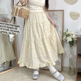 Aesthetic Floral Ruffled Maxi Skirt-Outfit