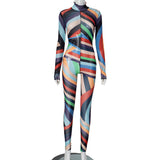 Fongt Has K24JP4022024 Autumn New Fashion Sexy Hottie Screen Print Jumpsuit