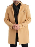 Fongt Version Of 24 New Large-Size Hairy Coat Men's Single Buckle Long Coat Epaulets