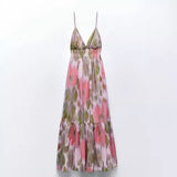 Fongt Women's Clothing Explosion Tie-Dye Printing Belt Sling Dress French Fashion Temperament