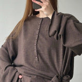 Fongt Simple Style Lock-Free Knitted Sweater Thin Lazi Loose Bottom Long Sleeve Lazy Leisure Autumn Winter