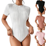 Fongt Spring/Summer OZON Women's Short Sleeve Corrugated Bodycoat Sexy Blouse