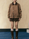 Fongt Brown Cleanfit Bump Color Jacket Coat Female Spring And Autumn Design Sense Lapel Versatile Niche Top Tide-Outfit