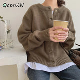 Warm Sweater Women Single-breasted Buttoned Sweater Thick Sweater Cardigan Harajuku Knitwear Autumn Korean Lady