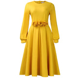 Fongt Women's New Round-Necked Long-Sleeved Three-Dimensional Flower Dresses For African Dresses In Autumn/Winter 2025