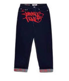 High Street Hip Hop Chao Alphabet Printed Overalls Men's And Women's Baggy Straight Casual Pants-Outfit