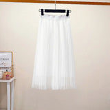 Fongt Yarn Skirt Women's Summer Long A Skirt High Waist 100 Folding Skirt 2025 Thin Soft Hanging Yarn Skirt