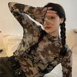 Sleeve T-shirts Women Tie-dye Printed Summer Sun-proof Cropped Tops Fashion High Street Gauze Korean Style Chic Teens