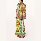 Fongt Women's Clothing 2026 New Fashion Print Tight Waist Pocket Wide Leg Pants Casual Suit Women's Summer