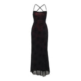Summer 2024 New Dark Temperament Sexy Collar Spider Web Backless Dress Girl-Outfit