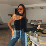 Fongt Women's Onesie Hanging Neck Type Off The Shoulder Sexy Slim Onesie Women