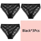 3PCS/Set Perspective Women Lace Panties Female Underpants Sexy Panties For Women Briefs Plus Size Pantys