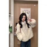 Fongt And Winter Plush Coat Women's Collar Plush Gentle Wind Loose Warm Set Of Short Top
