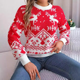 Fongt Shooting 2025 Autumn And Winter Leisure Deer Pattern Long-Sleeved Jacket Sweater Christmas Women's Clothing