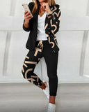 2023 Women's Suit Blazer Pants Elegant Outfit Casual Turn-down Collar Office Lady Long Sleeve Blazer Trousers костюм